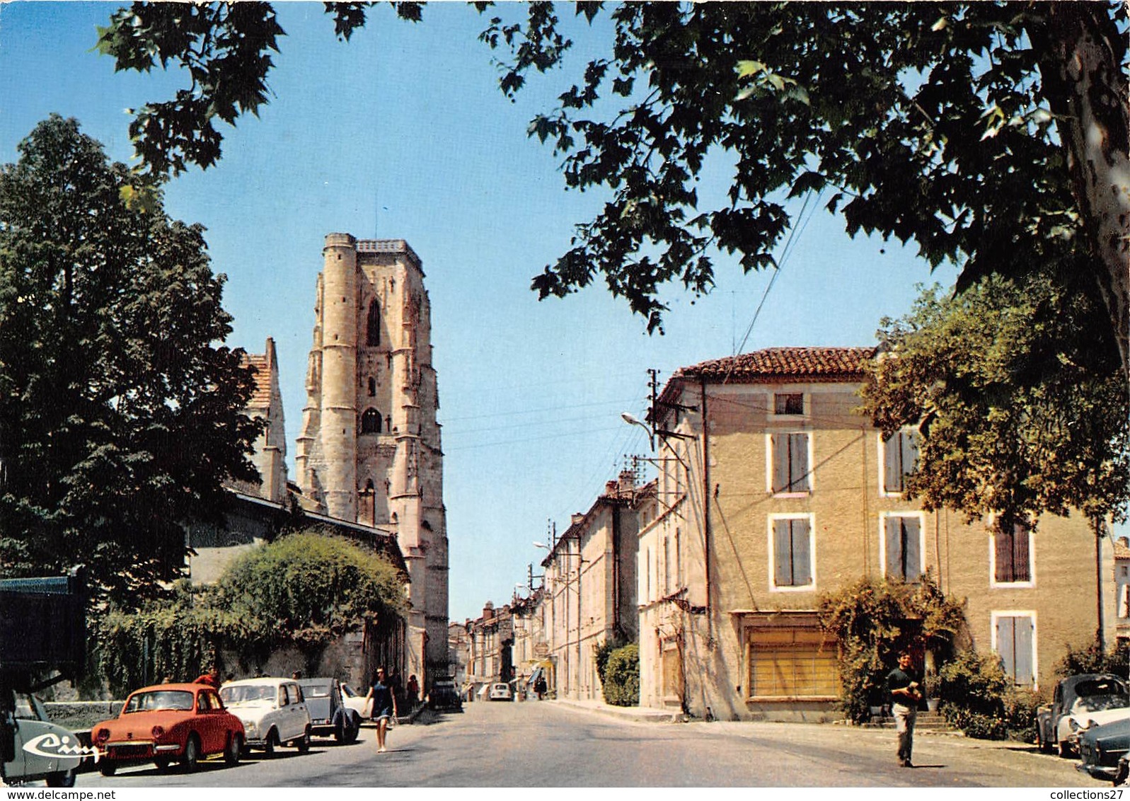 32-LECTOURE- RUE NATIONALE ET LE CLOCHER DE LA CATHEDRALE - Lectoure