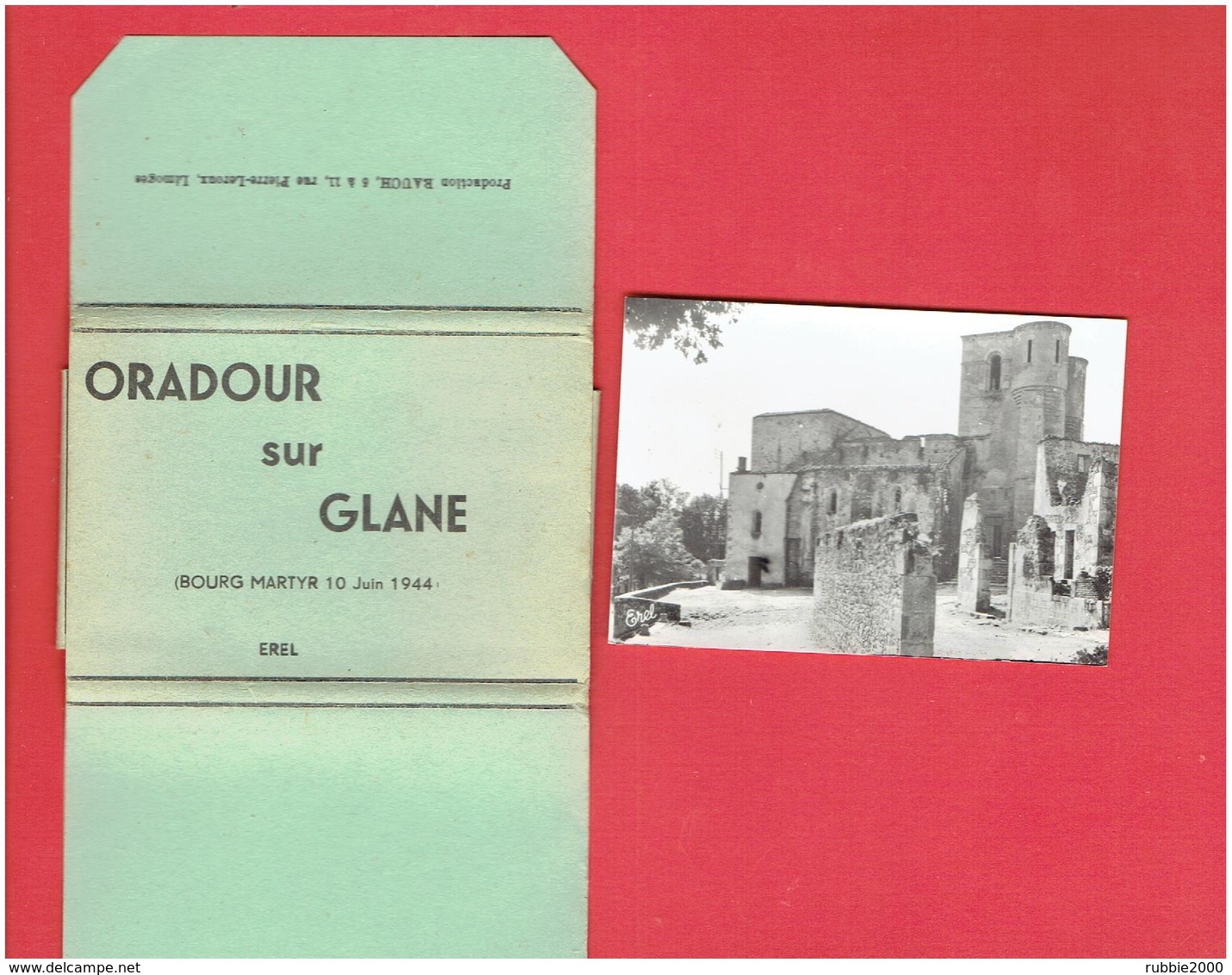 ORADOUR SUR GLANE BOURG MARTYR 10 JUIN 1944 CARNET DE 10 PHOTOGRAPHIES EN SUPERBE ETAT - Documents