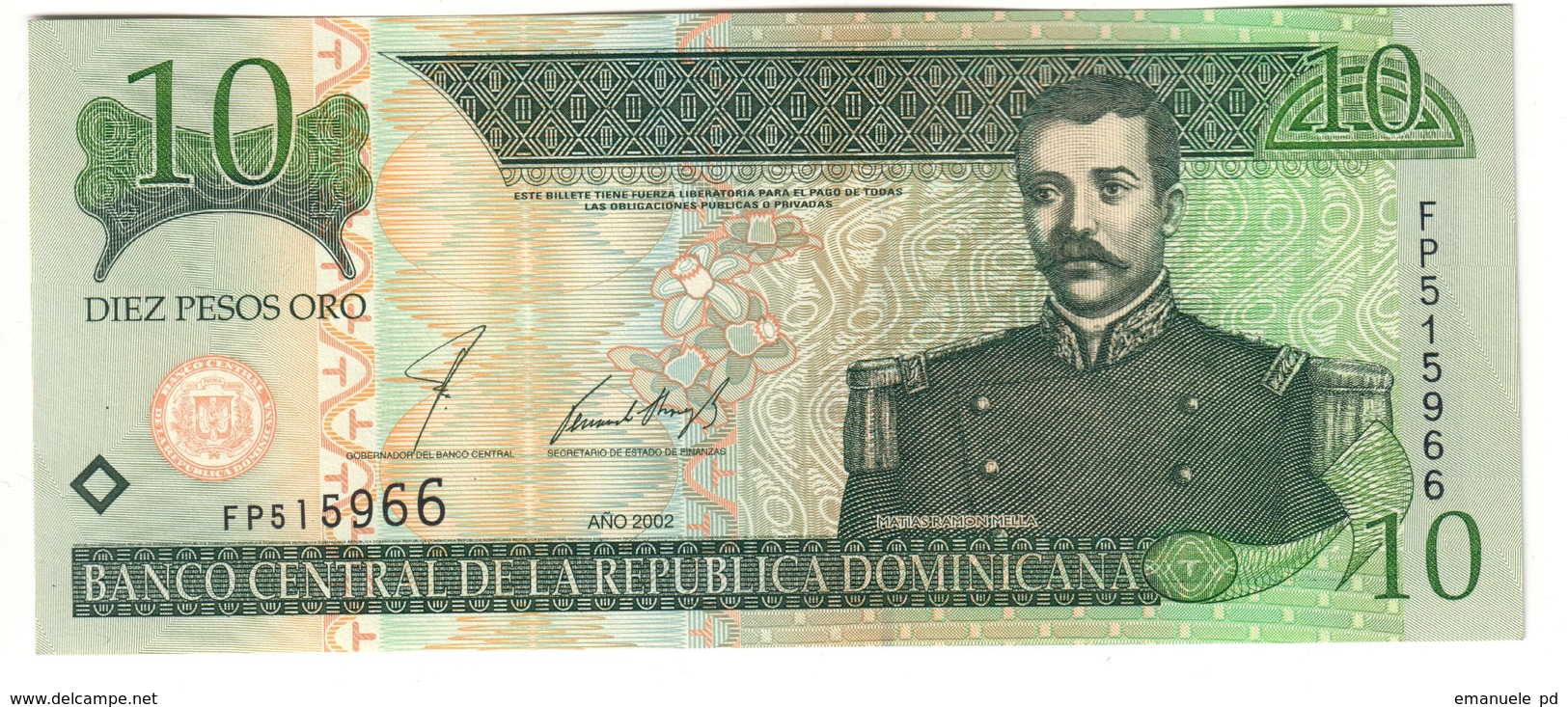 Dominican Republic 10 Pesos 2002 UNC - Repubblica Dominicana