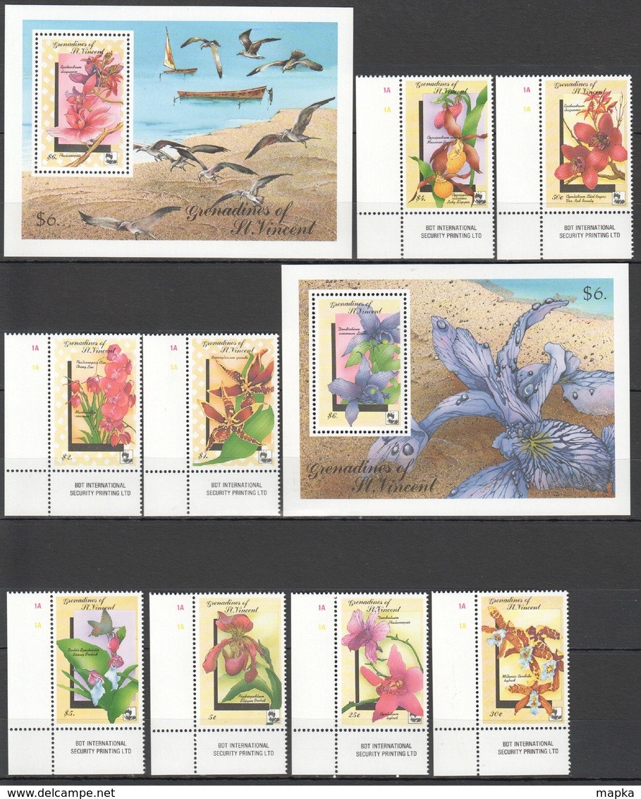 F228 GRENADINES OF ST.VINCENT FLORA & FAUNA FLOWERS BIRDS !!! 1SET+2BL MNH - Other & Unclassified