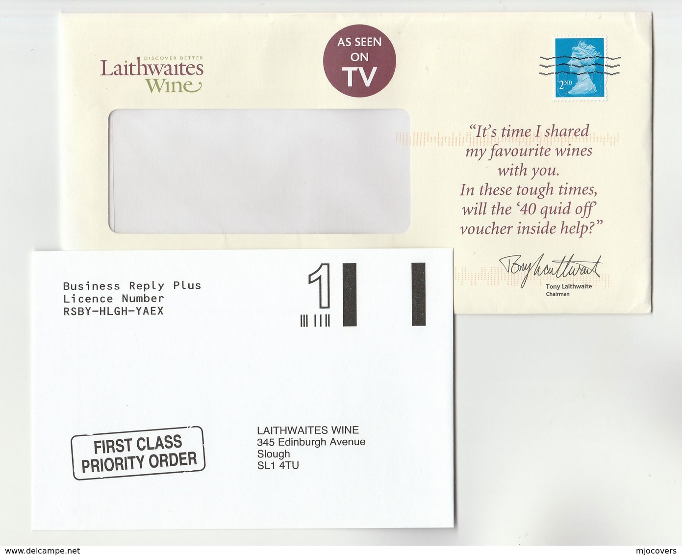 Slough GB LAITHWATES WINE Illus ADVERT COVER With Additional PREPAID Business REPLY Postal Stationery Alcohol Stamps - Vins & Alcools