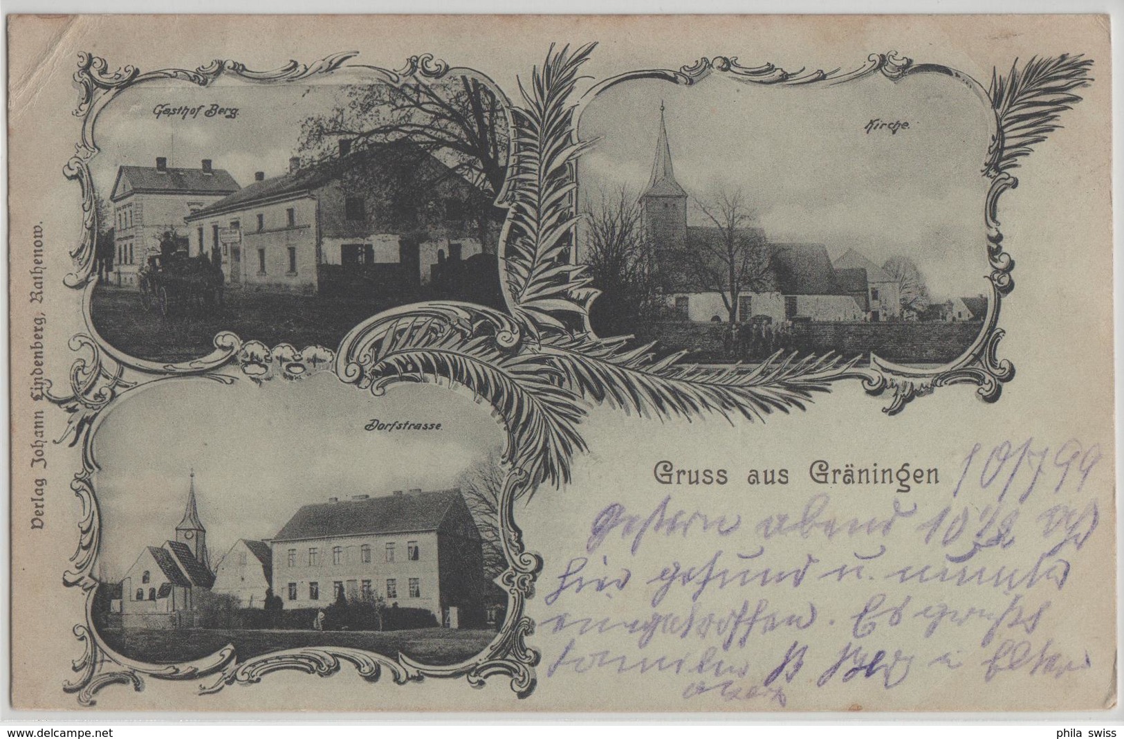 Gruss Aus Gräningen - Dorfstrasse, Gasthof Berg, Kirche - Nennhausen