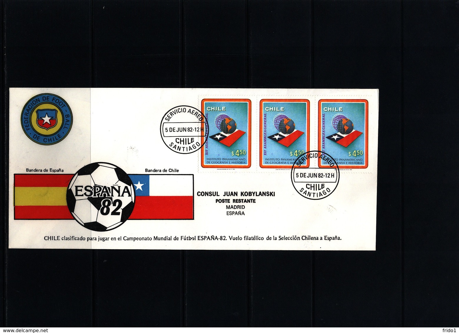 Chile 1982 World Football Championship In Spain Interesting Flight Cover - 1982 – Spain