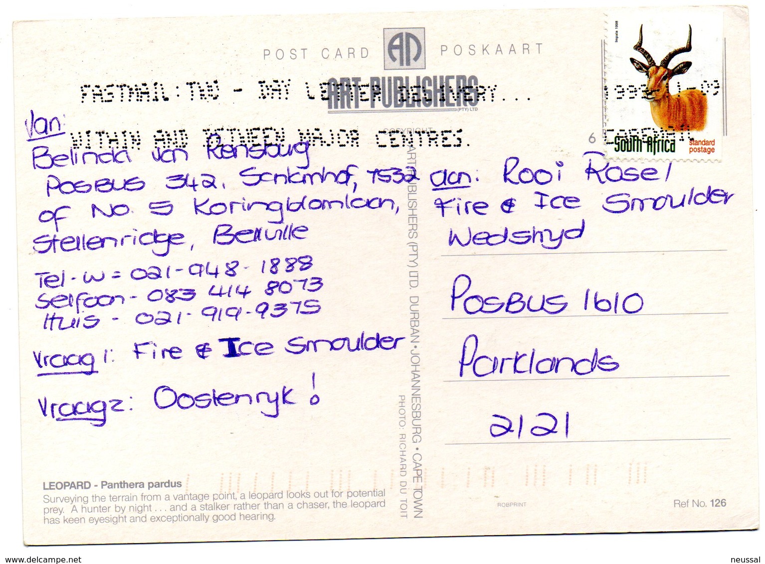 Tarjeta Postal De Sudafrica Circulada 2009 - Sudáfrica