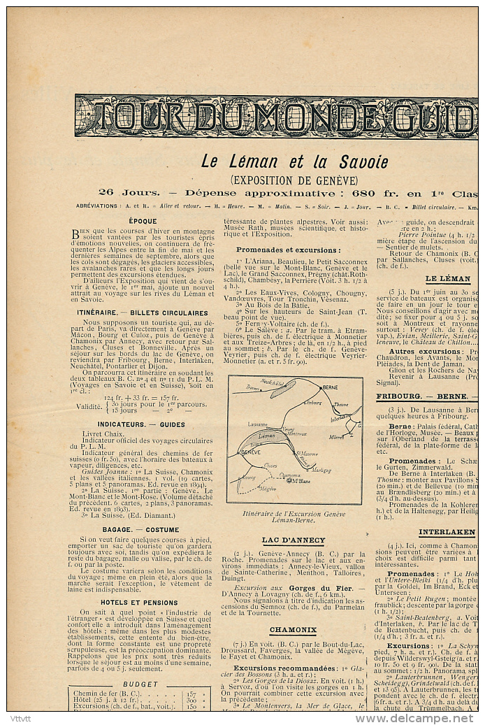 Cartes Et Horaires Des Trains Des Grandes Ville D'Europe Et De France Vers Genève, Interlaken, Chamonix, Fribourg (1896) - Transports