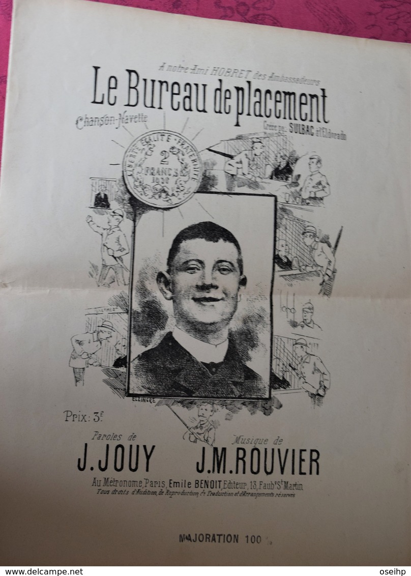 Partition Ancienne Le BUREAU De PLACEMENT Subac Eldorado J.Jouy Rouvier Ellincre Chanson Navette Piece Monnaie - Partitions Musicales Anciennes