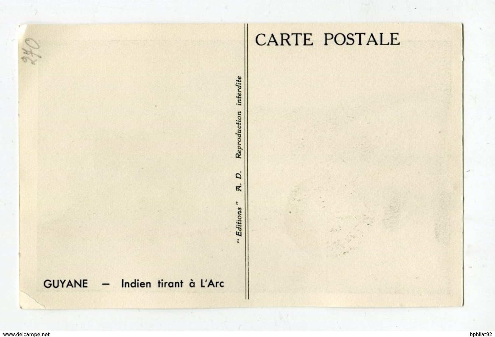 !!! GUYANE CARTE MAXIMUM INDIEN TIRANT A L'ARC CACHET DE ST LAURENT DU MARONI DU 18/2/1939 - Lettres & Documents