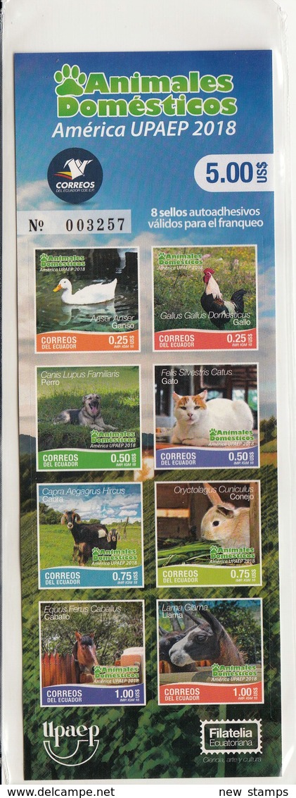 Ecuador 2018 Domestic Animals Cow Rabbit Horse Dog Booklet MNH - Dogs