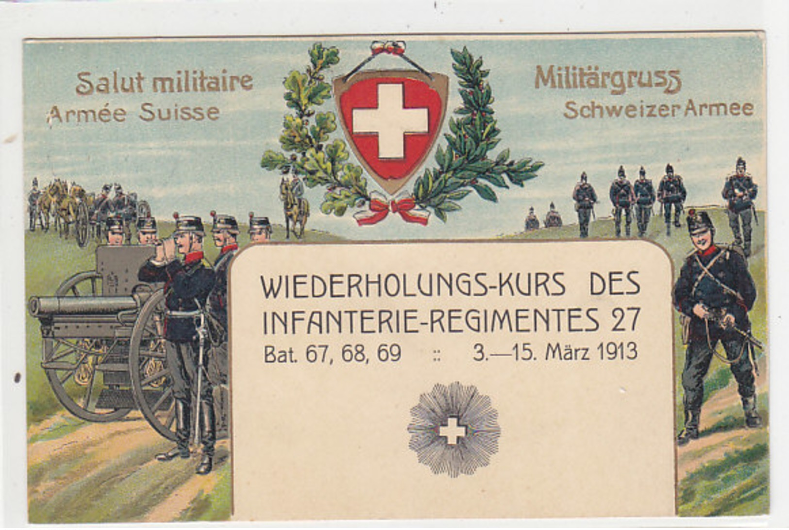 Wiederholungskurs Des Infanterie-Regimentes 27 - Prägelitho - 1913          (P-148-30612) - Régiments