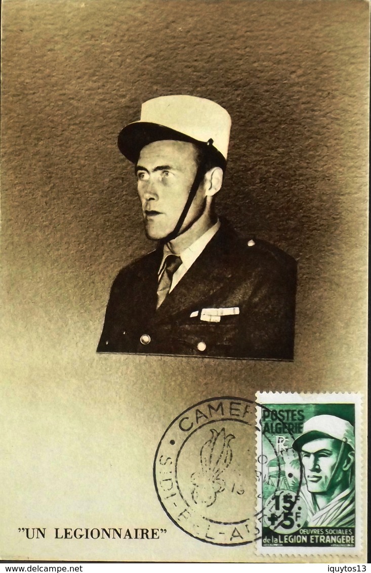 C.P. Philatélique ALGERIE - Légion Etrangére 1954  Affr. N° 309 Y & T - Sidi-bel-Abbes  Daté Le 30.4.1954 - TBE - FDC