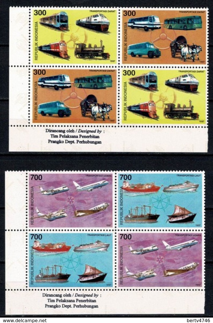 Indonesia 1997  ZB 2 X 1794/97**,  Yv. 2 X 1533/36**, Mi 2 X 1720/23** Transport - Indonesia