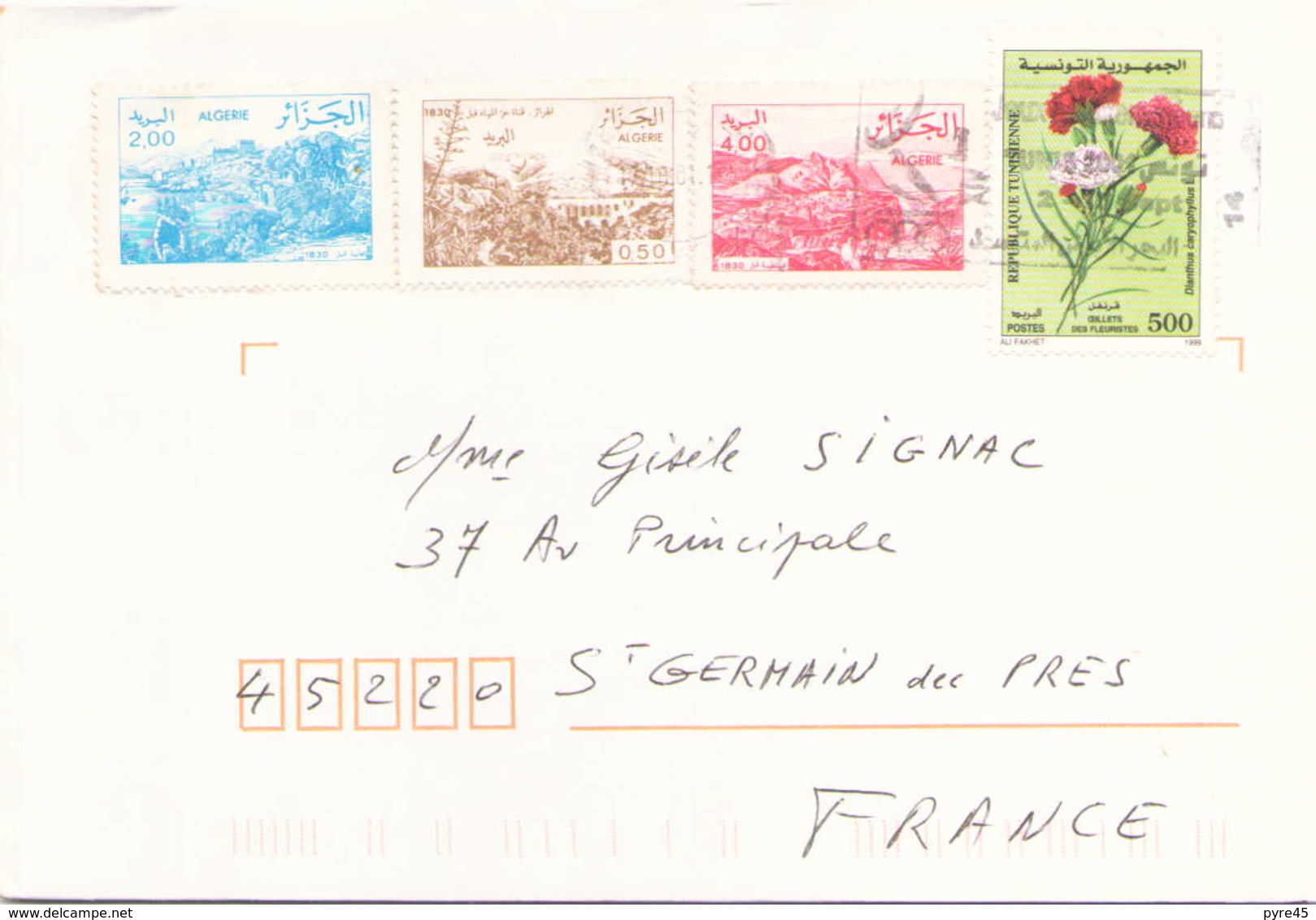 Enveloppe De Tunisie Pour Saint-Germain-des-Prés Timbres De Tunisie Et D'Algérie - Tunisia