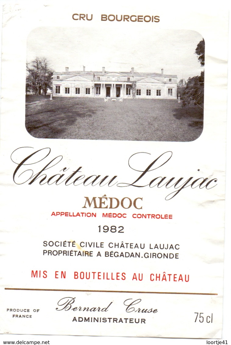 Etiket Etiquette - Vin - Wijn - Chateau Laujac - Médoc -1982 - Bordeaux