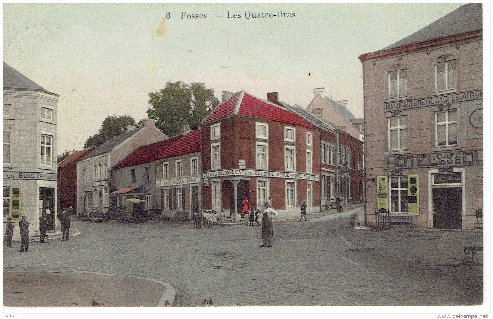 Fosses Les Quatre-bras N°6 Café De La Colonne Manufacture De Cycles Marechal Ferrant Fab.sabots (duculot)1913 - Fosses-la-Ville