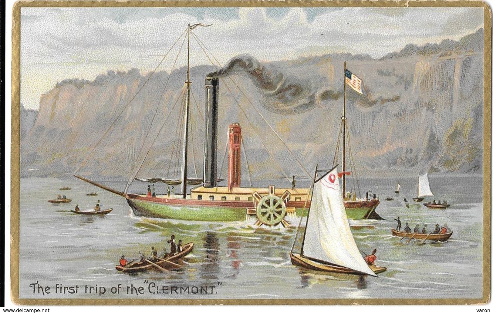 Amérique - BATEAU THE FIRST TRIP OF THE "CLERMONT" Carte Chromolithographiée Gaufrée  TUCK 164 HUDSON FULTON CELEBRATION - Other & Unclassified