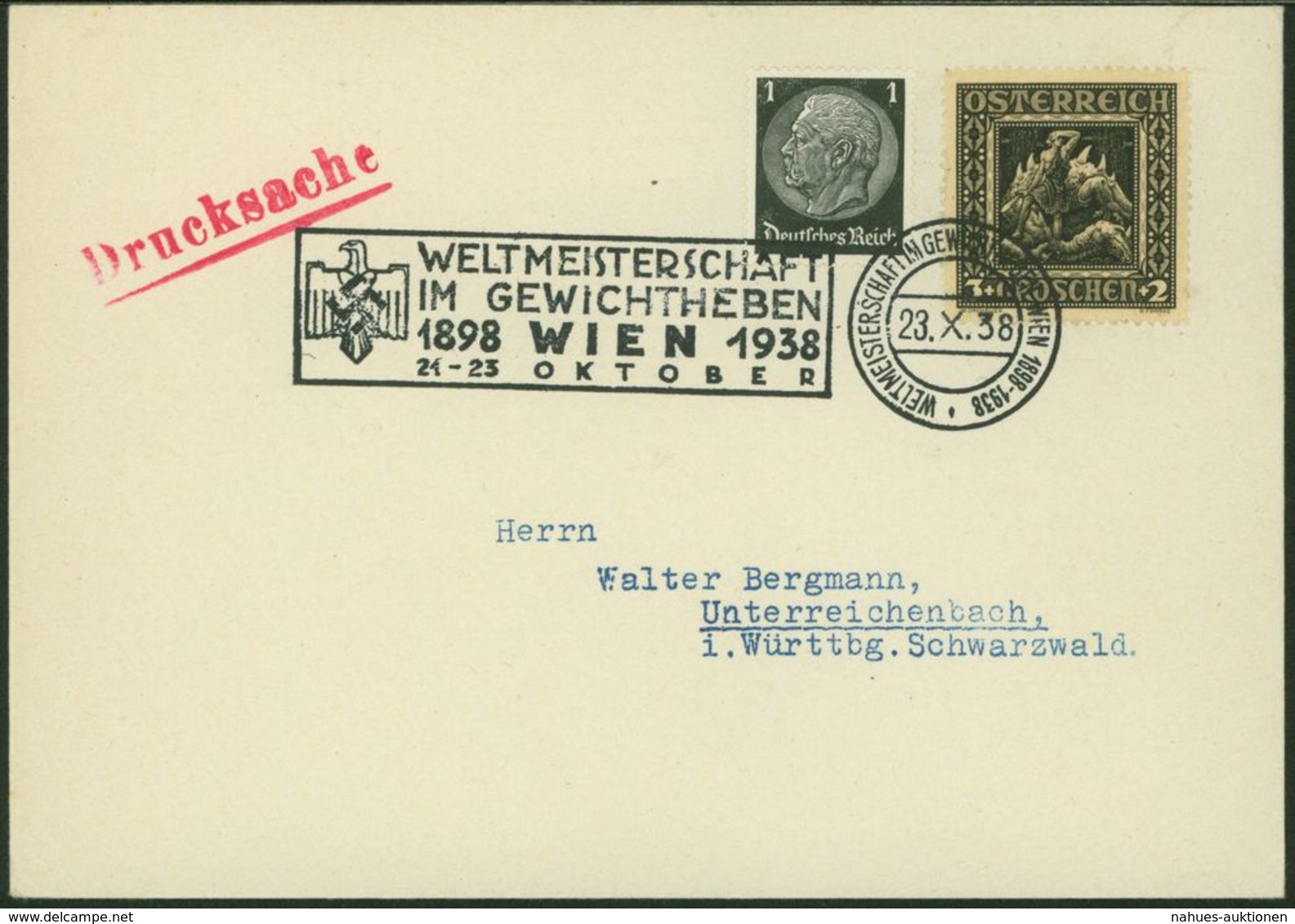 Brief Deutsches Reich Österreich Selt. 2 Länder-MIF Wien Unterreichenbach 1938 - Sonstige & Ohne Zuordnung