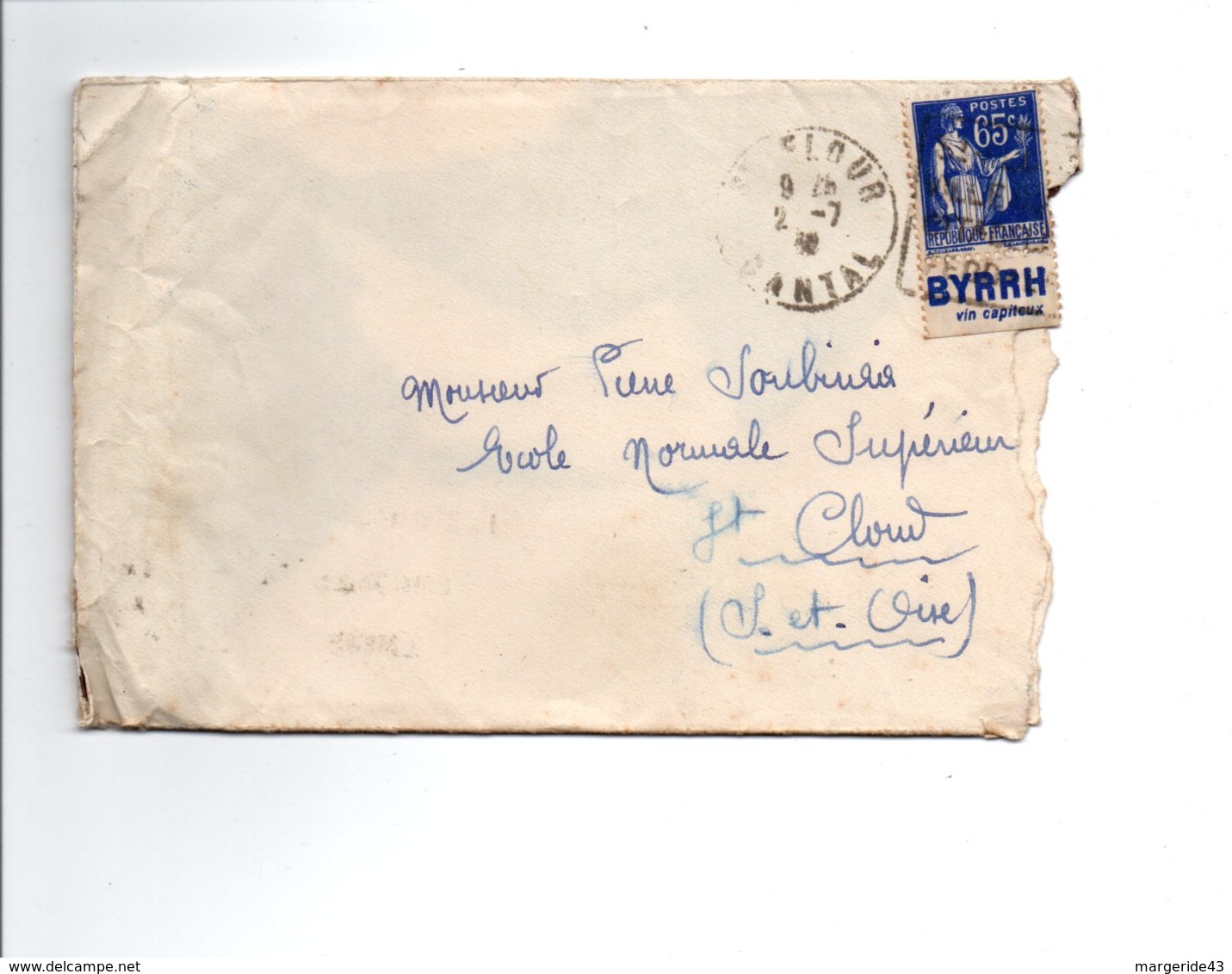 MULLER PUB BYRRH SUR LETTRE DU 2/7/1932 - Other & Unclassified