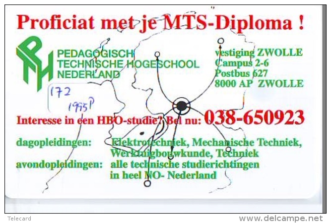 NEDERLAND CHIP TELEFOONKAART CRE 172a * PTH Zwolle HBO Studie * Telecarte A PUCE PAYS-BAS * ONGEBRUIKT MINT - Private