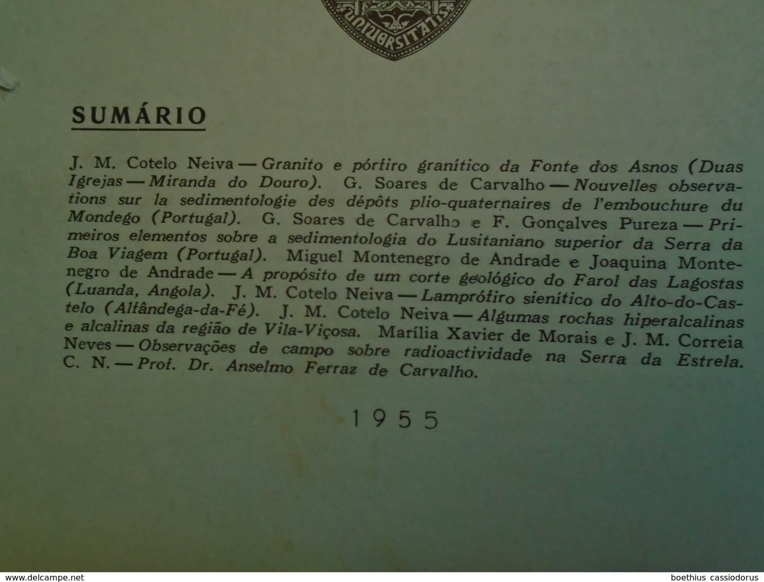 Museu E Laboratorio Mineralogico Geologico E Centro De Estudos Geologicos Universidade COÏMBRA. MEMORIAS NOTICIAS N° 39 - Culture