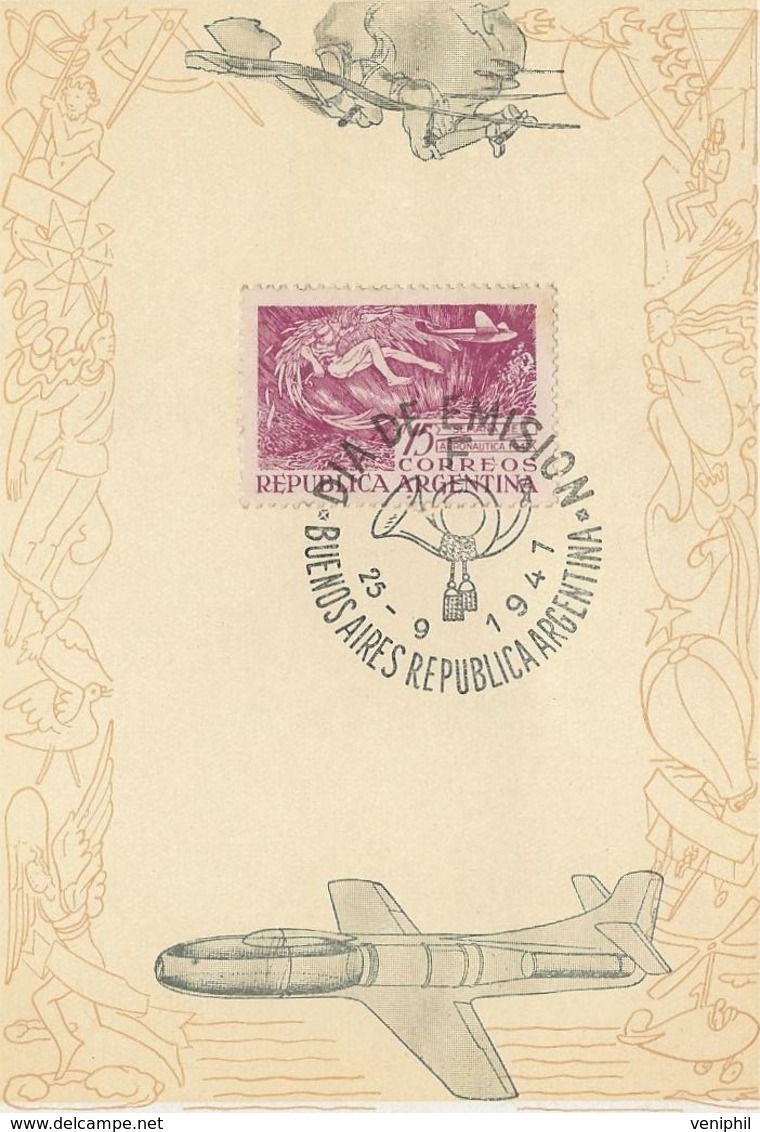 ARGENTINE SOUVENIRS RECOMMANDE SEMAINE DE L'AERONAUTIQUE AFFRANCHI N° 490 + PA N° 32 - Airmail