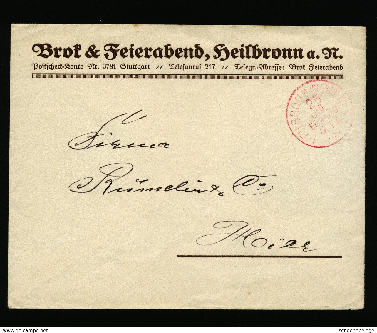 A5541) DR Württemberg Brief Um 1920 Franko-Stempel 5 Pfg. Heilbronn - Briefe U. Dokumente