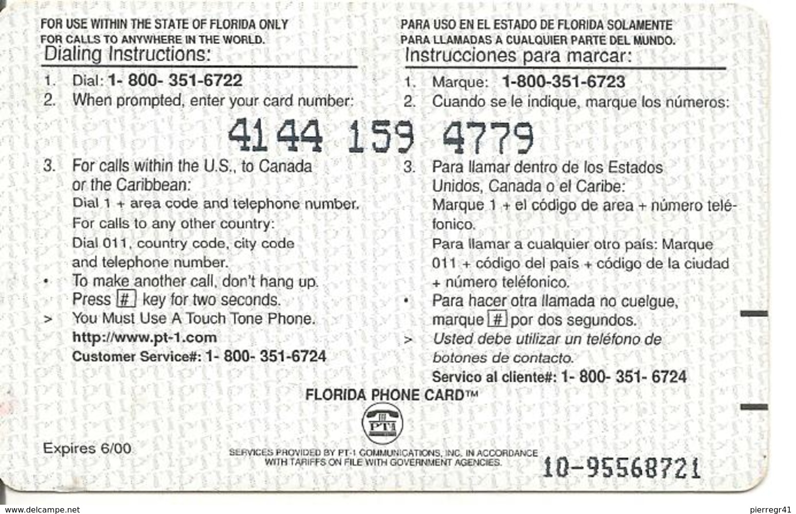 CARTE-PREPAYEE-USA-PT1 -10$-FLORIDA -6/00^--TBE - Other & Unclassified