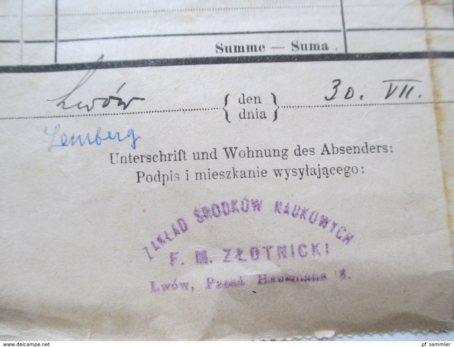 Österreich 1914 Frachtbrief Lemberg - Przemysl viele Stempel / Vermerke!! Sehr interessant!! Bahnpost