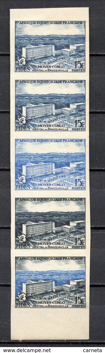 AEF N° 234 BANDE DE CINQ TIMBRES ESSAI DE COULEUR NEUF SANS CHARNIERE COTE ? € FIDES  HOPITAL DE BRAZAVILLE - Ongebruikt