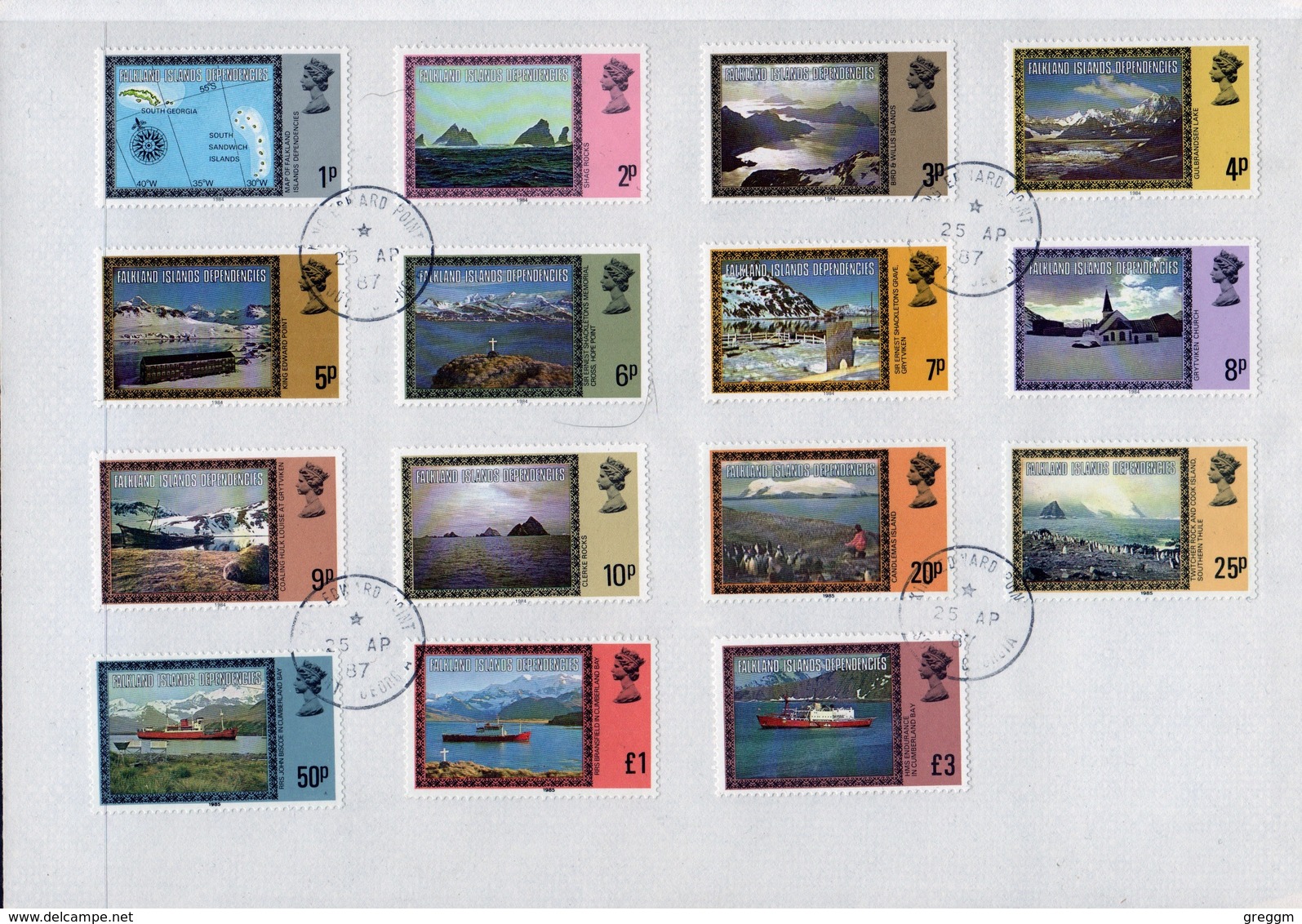 Falkland Islands Dependencies 1980 Queen Elizabeth Definitive Complete Set Fine Used Stamps. - Falkland Islands