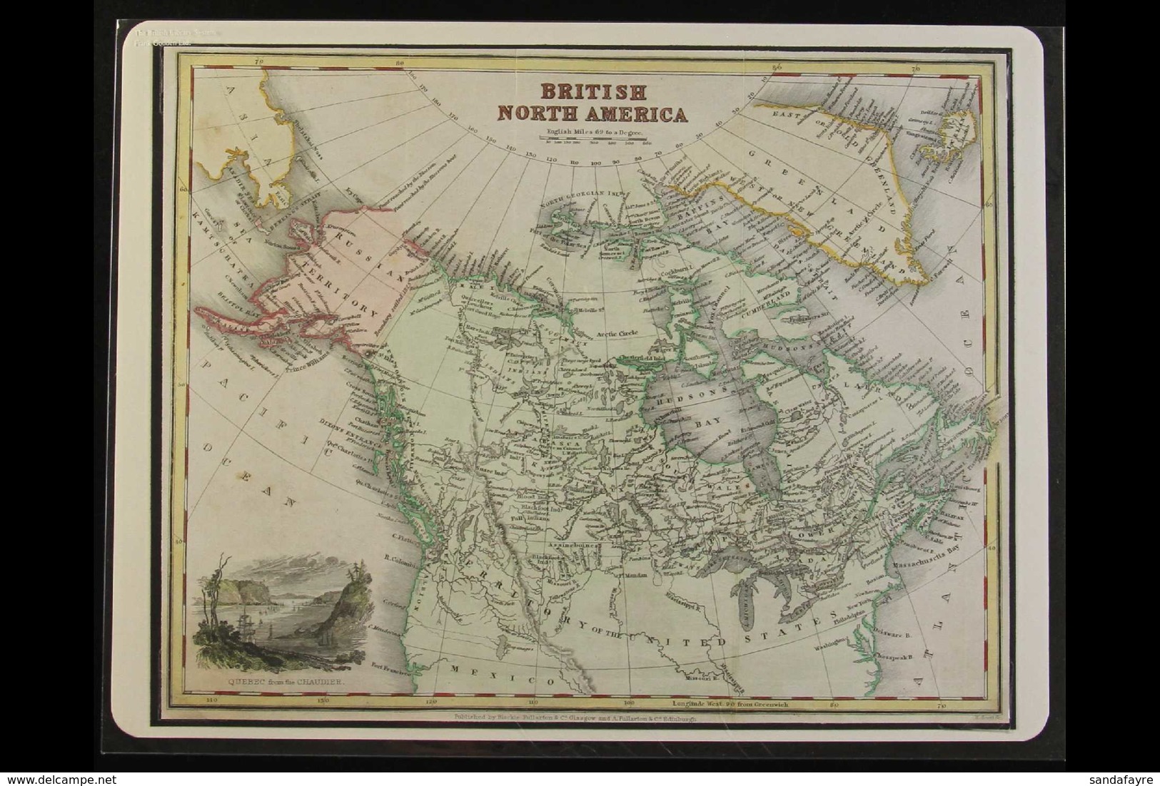 BRITISH NORTH AMERICA Pre 1867 Hand Coloured Map By Blackie, Fullerton And Co, Showing Alaska As Russian Territory, With - Andere & Zonder Classificatie