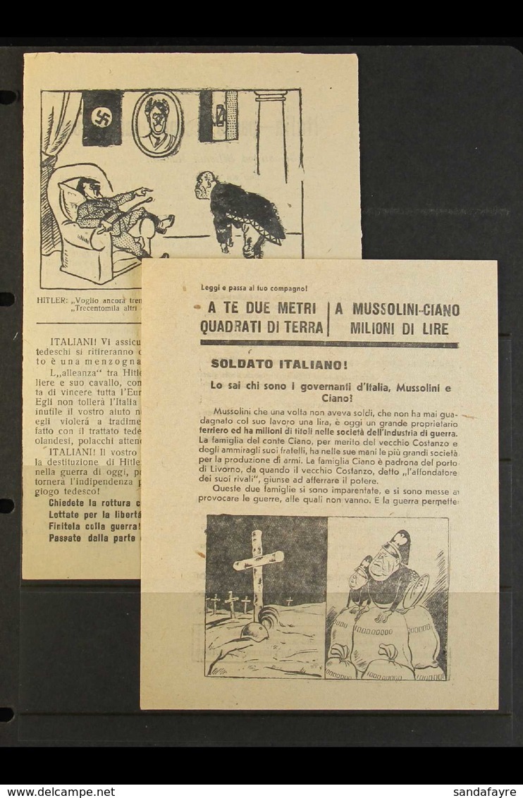 WWII SURRENDER LEAFLETS FOR THE ITALIAN ARMY IN RUSSIA 1942 Two Different Printed Propaganda Surrender Leaflets Written  - Altri & Non Classificati