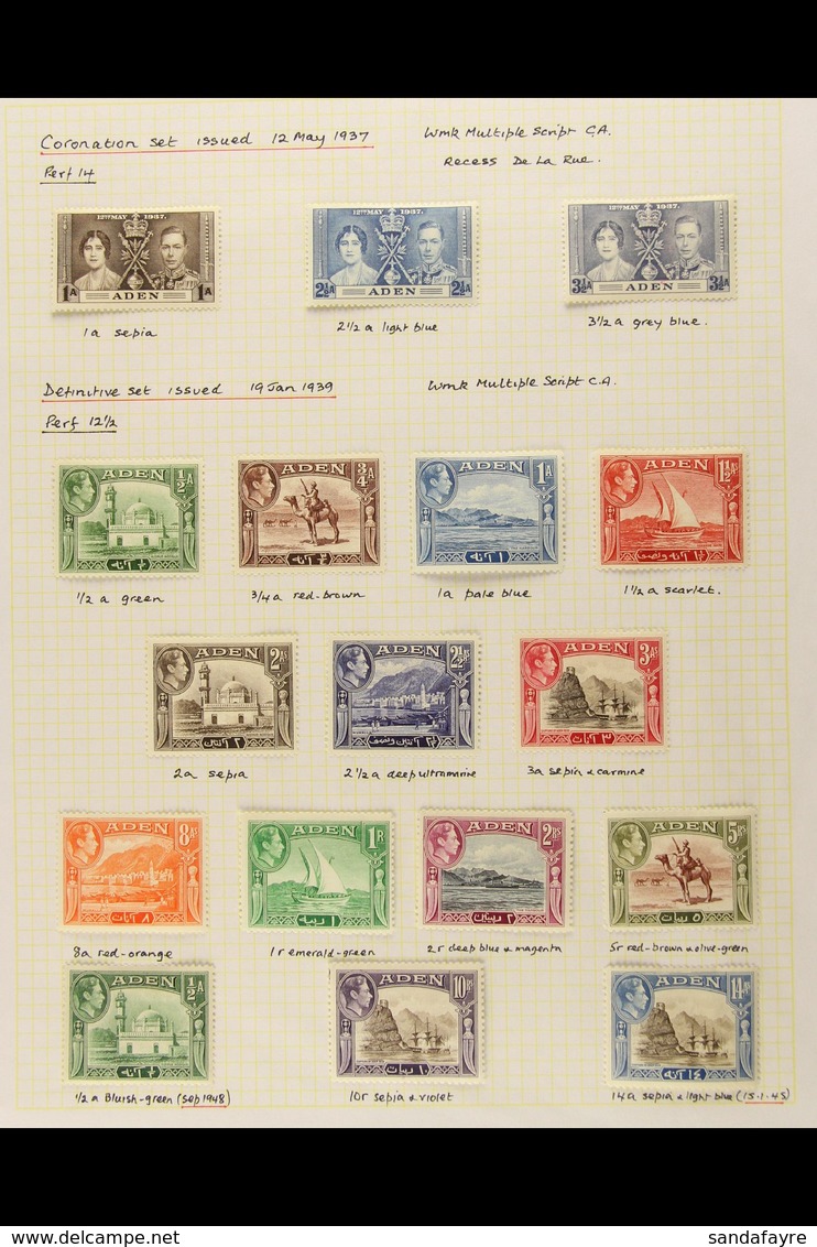 1937-51 VERY FINE MINT KGVI COLLECTION Of Complete Sets Inc 1939-48 Pictorial Set, 1951 Surcharge Set, HADHRAMAUT 1942-4 - Aden (1854-1963)