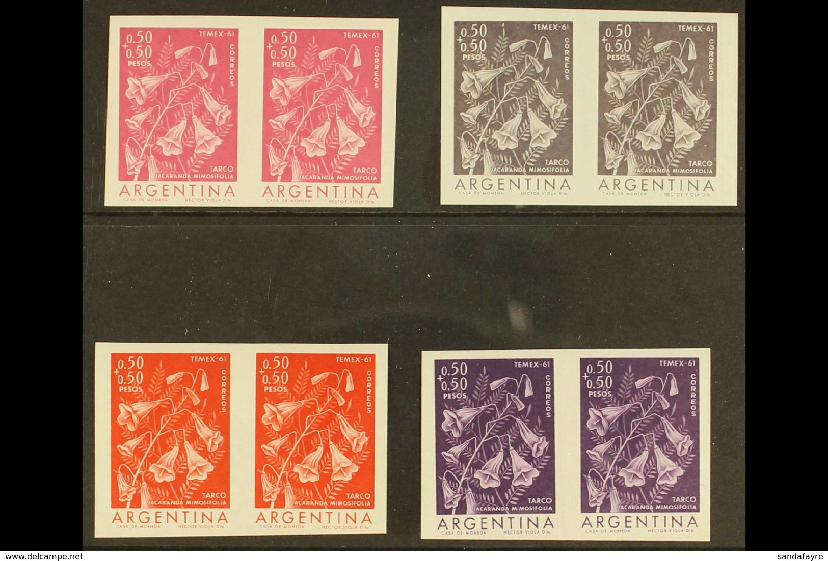 1960 COLOUR TRIAL PROOFS. 1960 50c+50c Flowers Issue (Jacaranda), As SG 999 Or Scott B26, A Set Of Four Imperf Pairs In  - Other & Unclassified