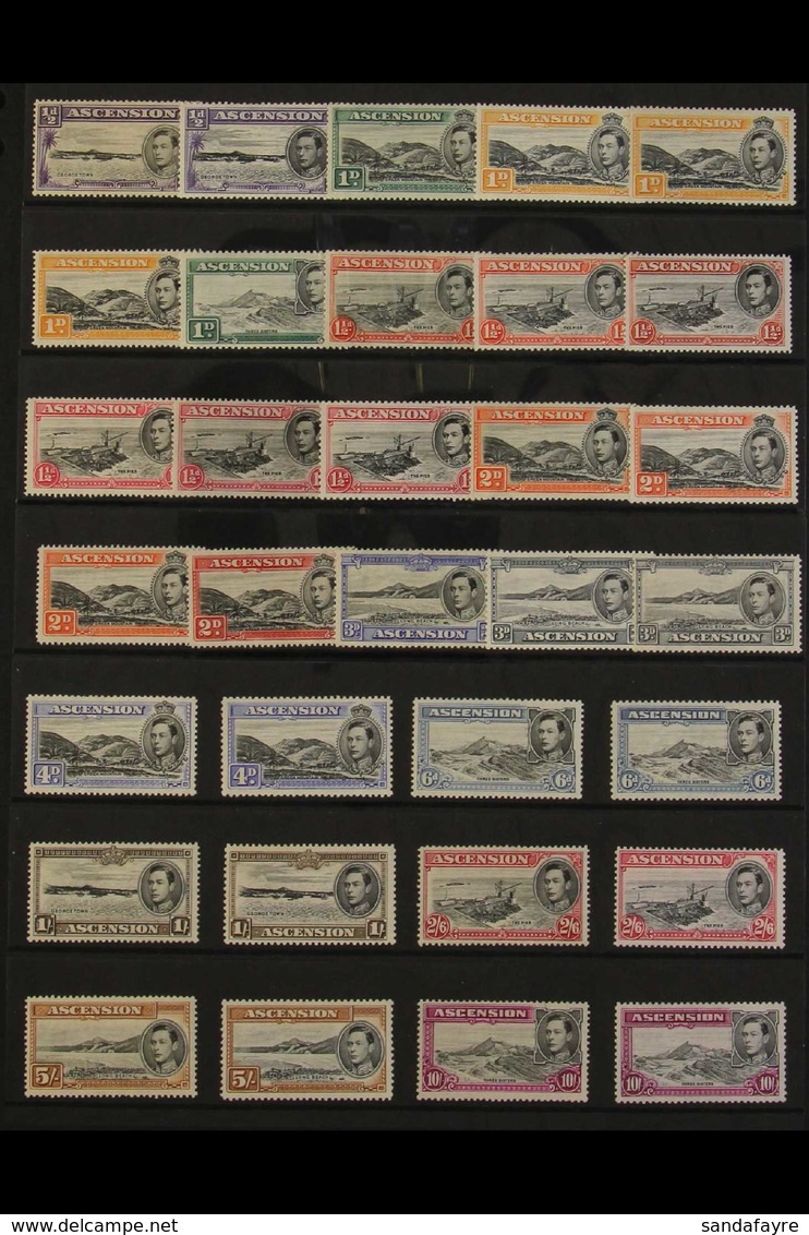 1938-52 COMPLETE MINT Pictorial Definitive Set With ALL Listed Perforation & Shade Variants Presented On A Stock Card. ( - Ascension