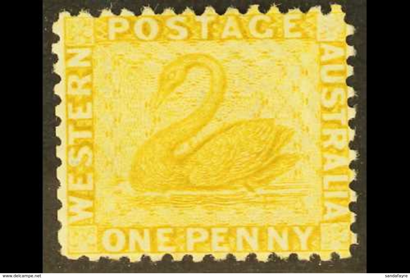 WESTERN AUSTRALIA 1882-85 1d Yellow-ochre Perf 12 WATERMARK CROWN TO RIGHT OF CA Variety, SG 82w, Mint, Very Fresh. For  - Altri & Non Classificati