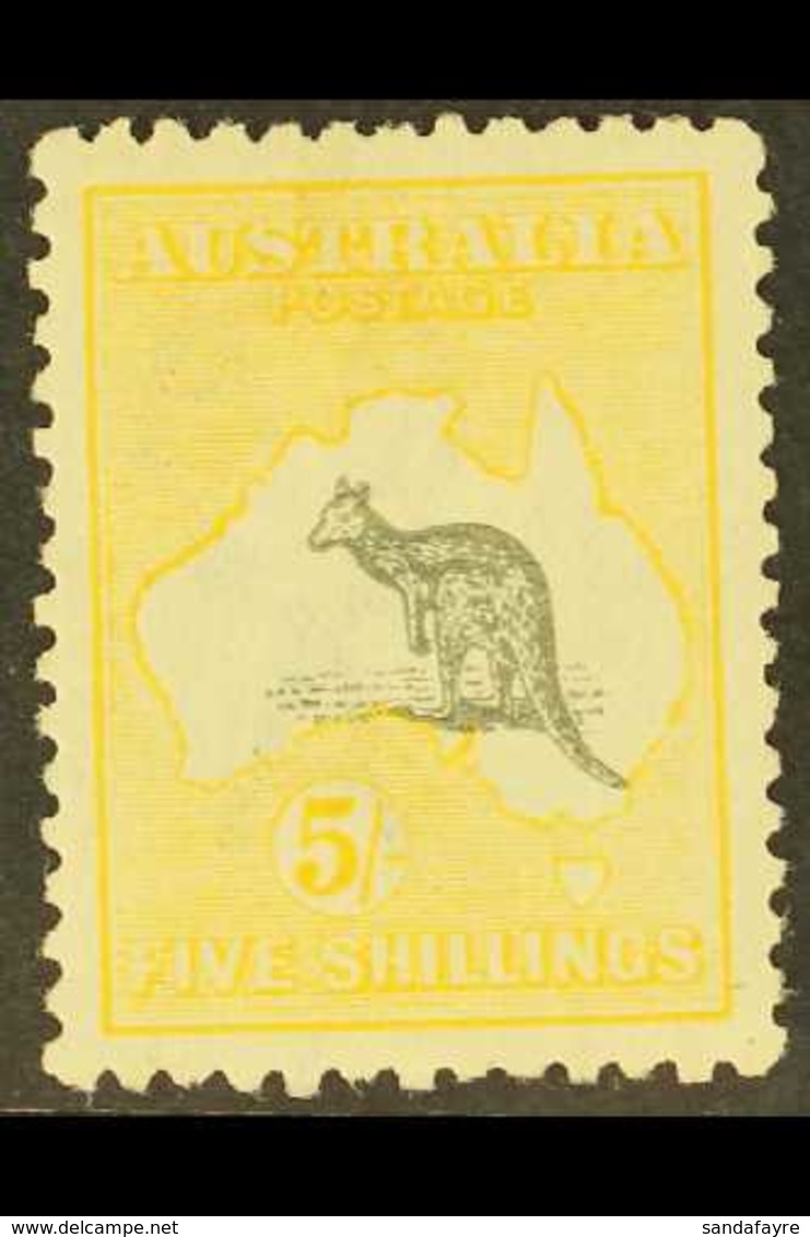 1915-28 5s Grey And Pale Yellow Kangaroo, SG 42c, Fine Mint, Well Centred. For More Images, Please Visit Http://www.sand - Other & Unclassified