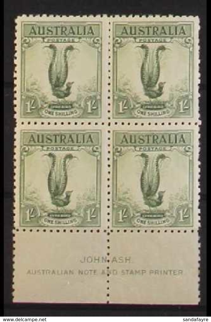 1932 1s Green Lyrebird, SG 140, John Ash Imprint Block Of Four, Fine Mint With The Lower Pair Never Hinged. For More Ima - Altri & Non Classificati