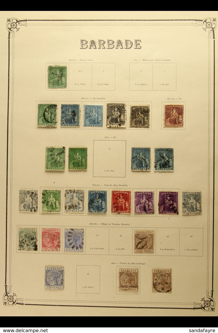 1855-1921 OLD TIME COLLECTION On Printed Pages. Includes A Useful "Britannia" Range To Various 1s (x4) Inc 1855 ½d Imper - Barbados (...-1966)