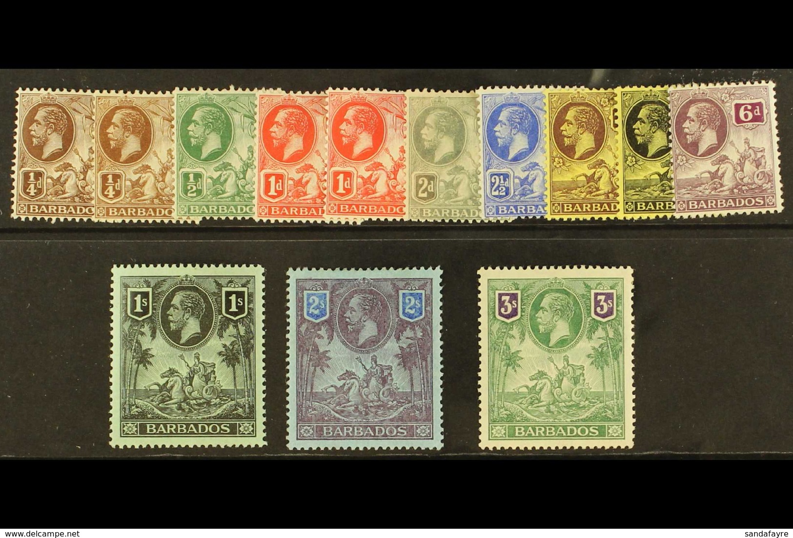 1912-16 Complete Set, SG 170/180, Plus Listed Shades Of ¼d And 1d, Fine Mint. (13 Stamps) For More Images, Please Visit  - Barbados (...-1966)