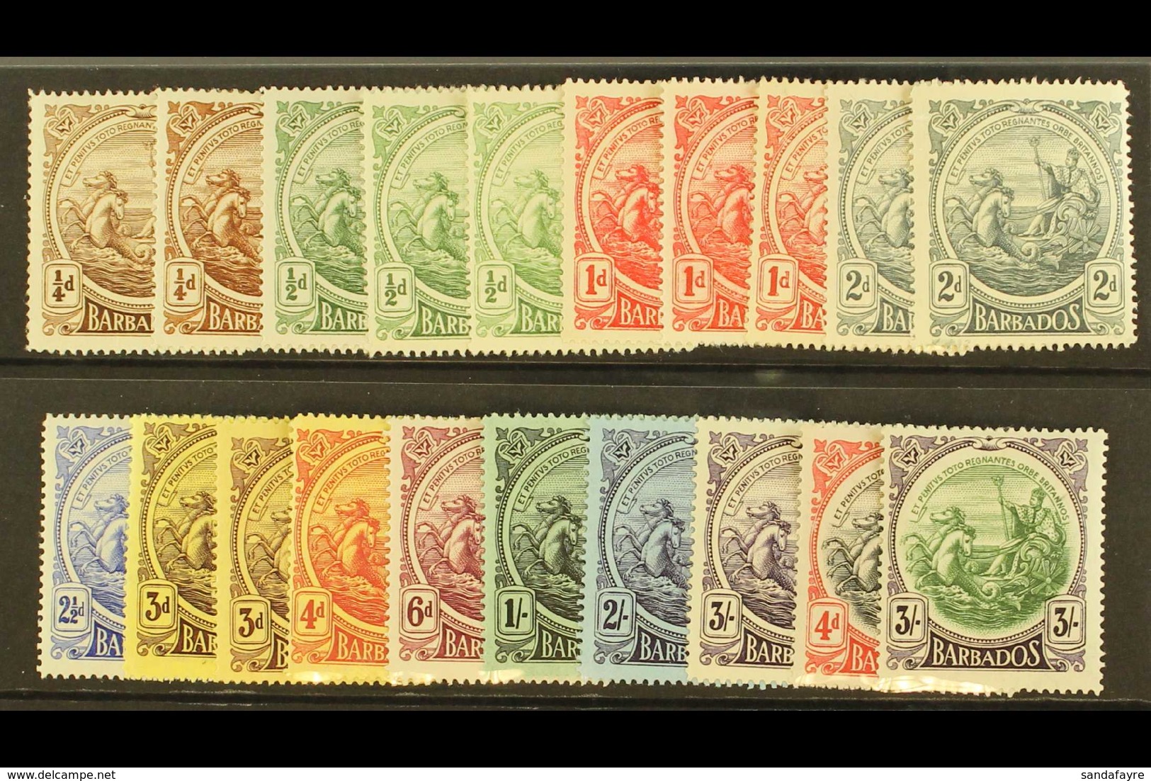 1916-19 Complete Set, SG 181/191, Plus Additional Listed Shades To 2d And 3d, Fine Mint. (20 Stamps) For More Images, Pl - Barbados (...-1966)