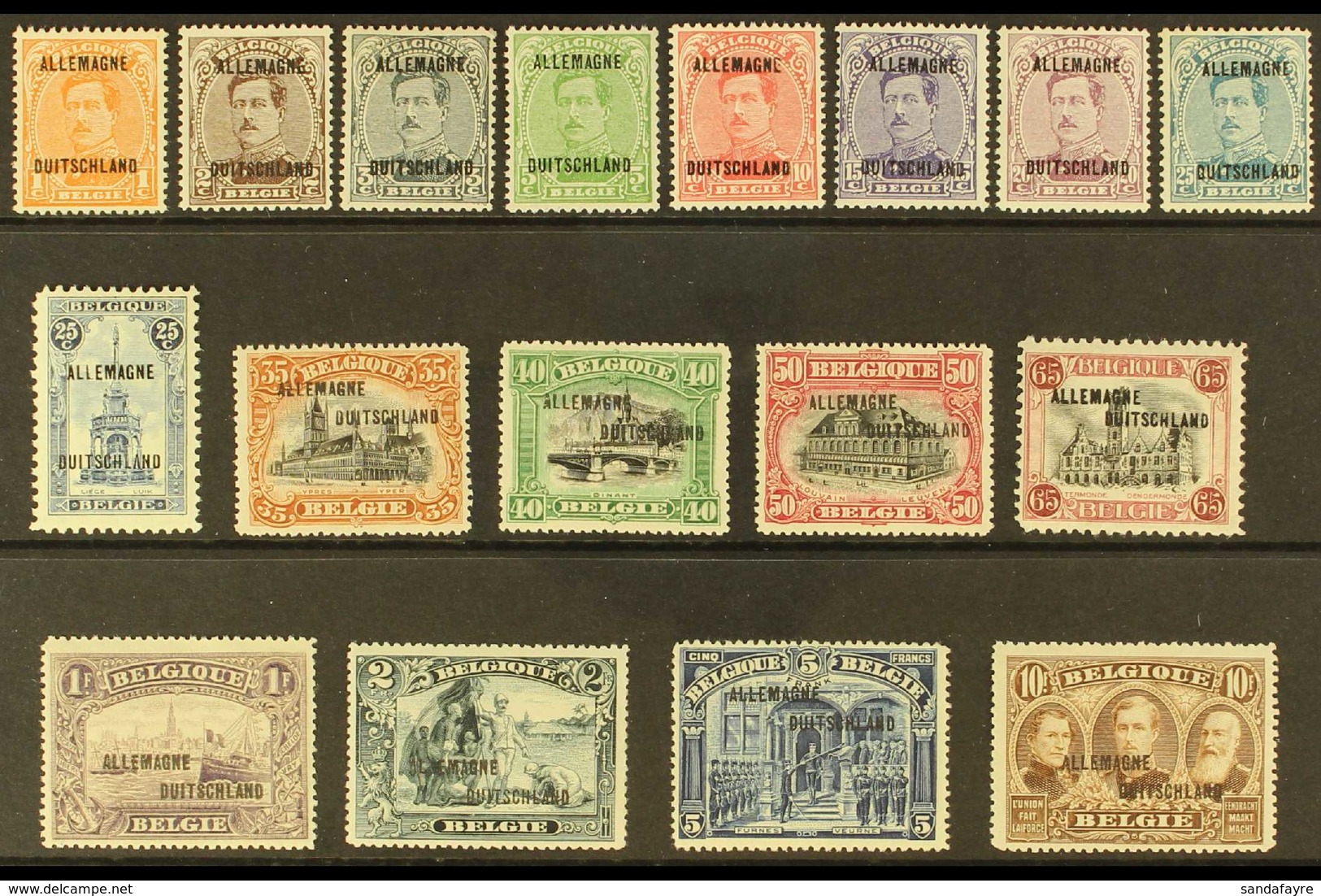 BELGIAN OCCUPATION OF GERMANY FORCES IN THE RHINELAND 1919-21 "Allemagne Duitschland" Overprints Complete Set, COB OC38/ - Other & Unclassified