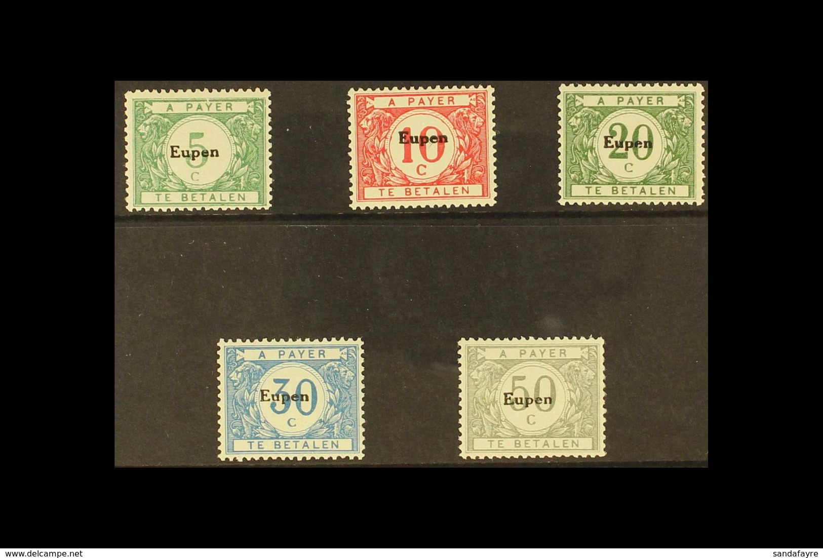 BELGIAN OCCUPATION OF GERMANY EUPEN 1920 Postage Due Opts Complete Set, COB OC101/105, Never Hinged Mint. (5 Stamps) For - Altri & Non Classificati