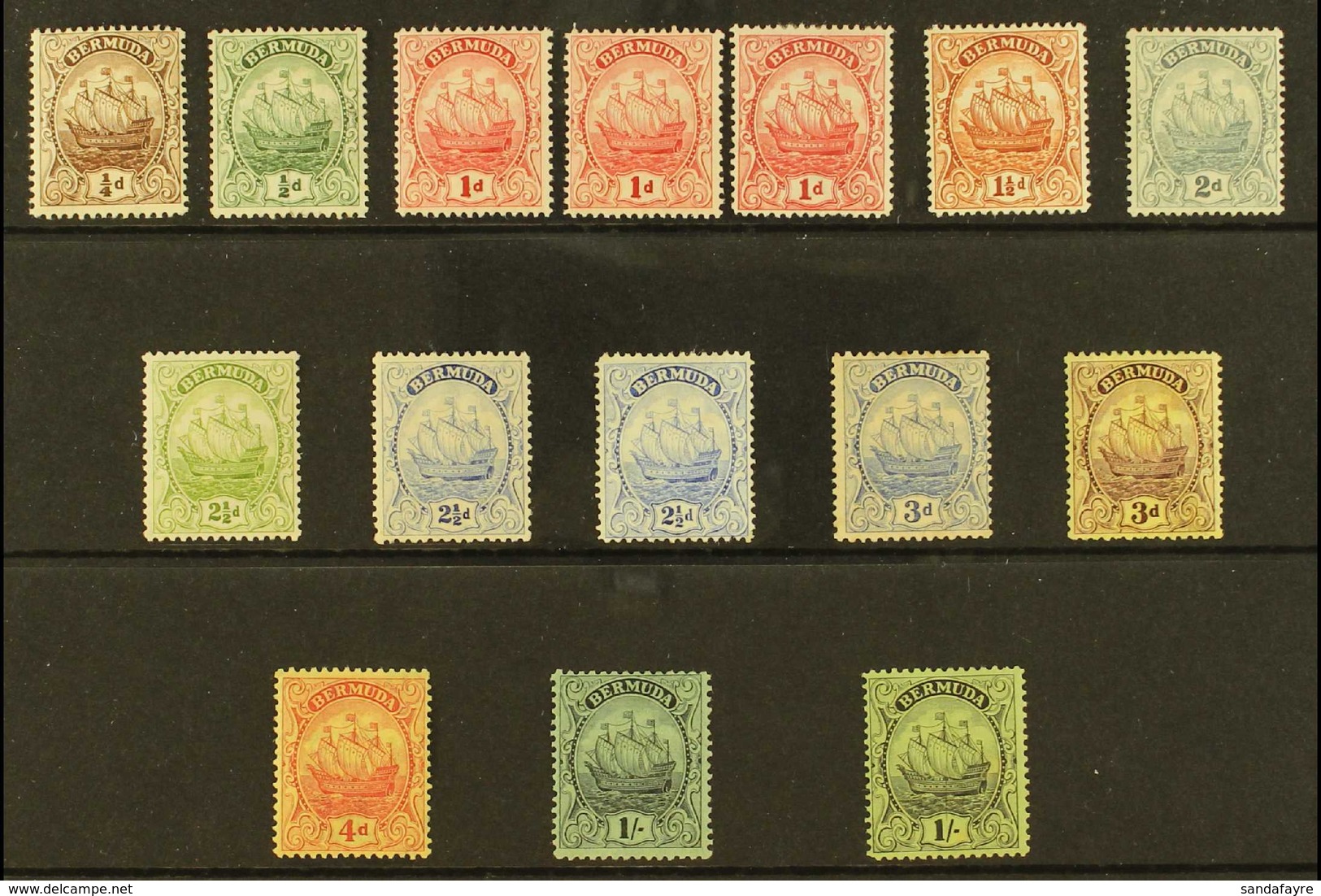 1922-34 "SHIPS" Watermark Multi Script CA Mint Range With Most Values To 1s, Includes 1d Carmine Die II (x2), 1d Scarlet - Bermuda