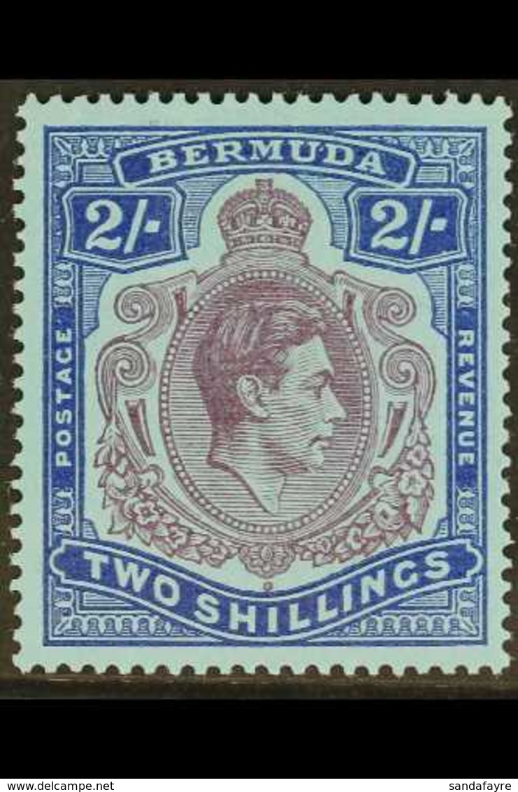1943 2s Purple And Blue On Pale Blue, GASH IN CHIN, SG 116df, Very Fine Mint. For More Images, Please Visit Http://www.s - Bermuda