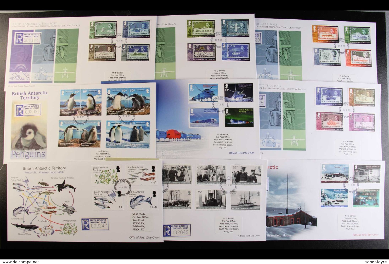 2013-2014 FIRST DAY COVERS All Different Illustrated Fdc's, Inc 2013 Stamp Anniv, Research Station, Penguins, Bransfield - Altri & Non Classificati