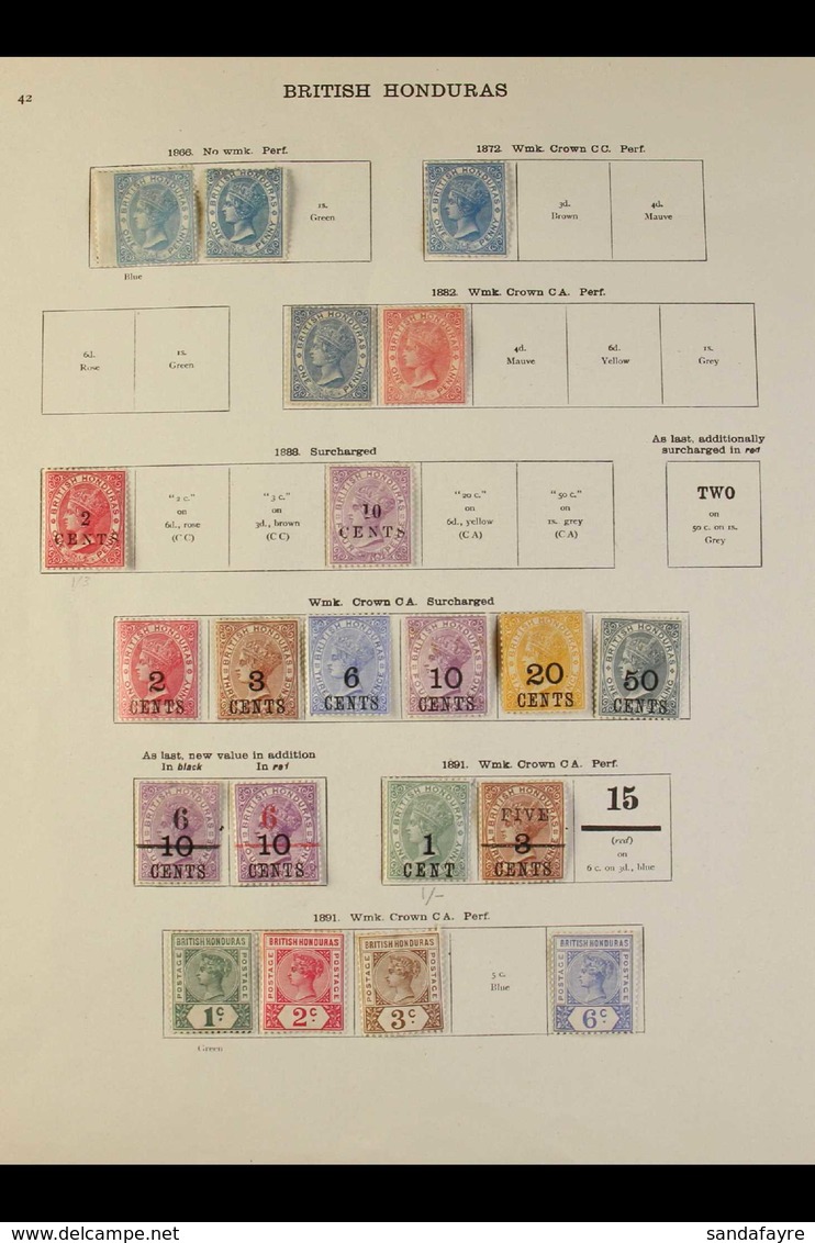 1865-1935 ALL DIFFERENT MINT COLLECTION Presented On Printed "New Ideal" Album Pages With Many "Better" Values. Includes - Honduras Britannico (...-1970)