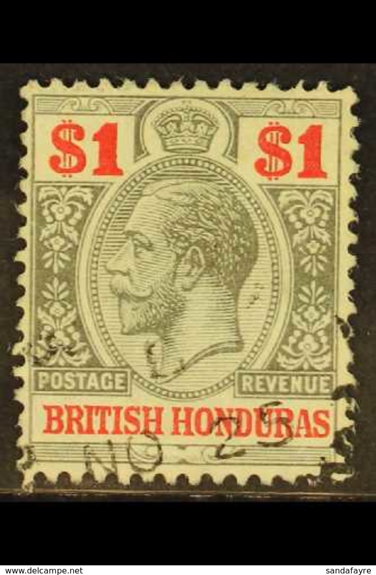 1913-21 $1 Black And Carmine, SG 108, Very Fine Used. For More Images, Please Visit Http://www.sandafayre.com/itemdetail - Honduras Britannico (...-1970)