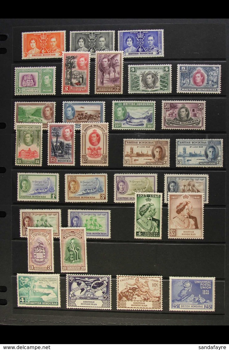 1937-1951 KGVI COMPLETE VERY FINE MINT A Delightful Complete Basic Run From SG 147 Right Through To SG 177. Fresh And At - Brits-Honduras (...-1970)