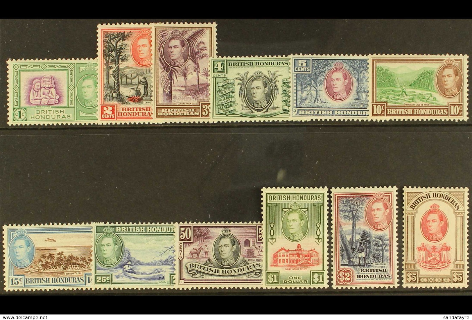 1938-47 Pictorial Definitive Set, SG 150/61, Never Hinged Mint (12 Stamps) For More Images, Please Visit Http://www.sand - Honduras Britannico (...-1970)