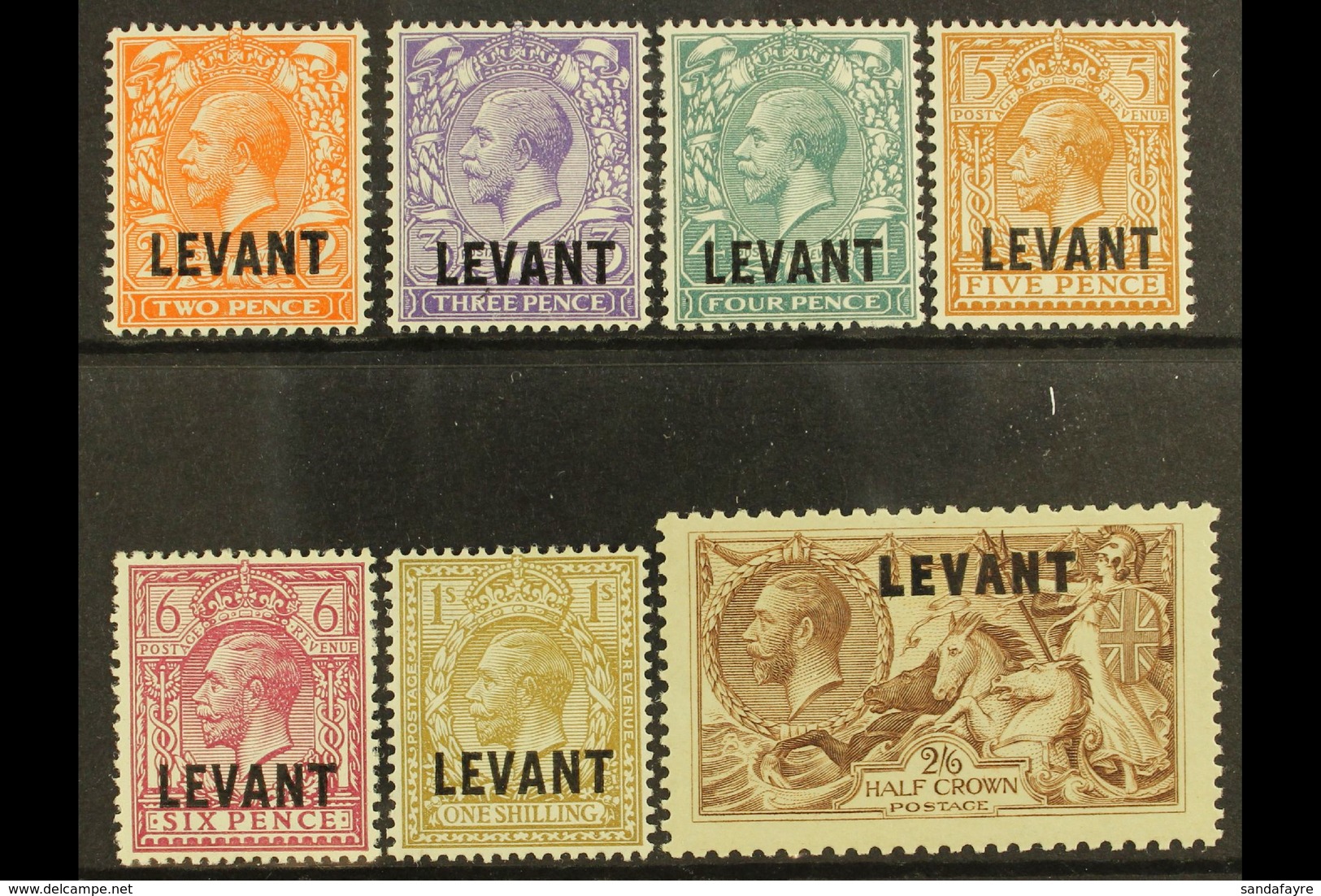 1921 British Currency "Levant" Opt'd Set, SG L18/24, Fine Mint (7 Stamps) For More Images, Please Visit Http://www.sanda - Levante Britannico